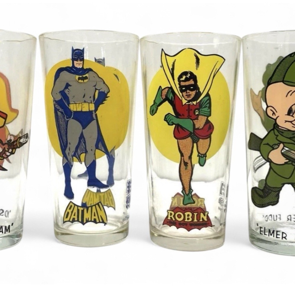 Pepsi Collector Series Glass Lot Batman Robin Yosemite Sam Elmer Fudd Vtg - Picture 2 of 6
